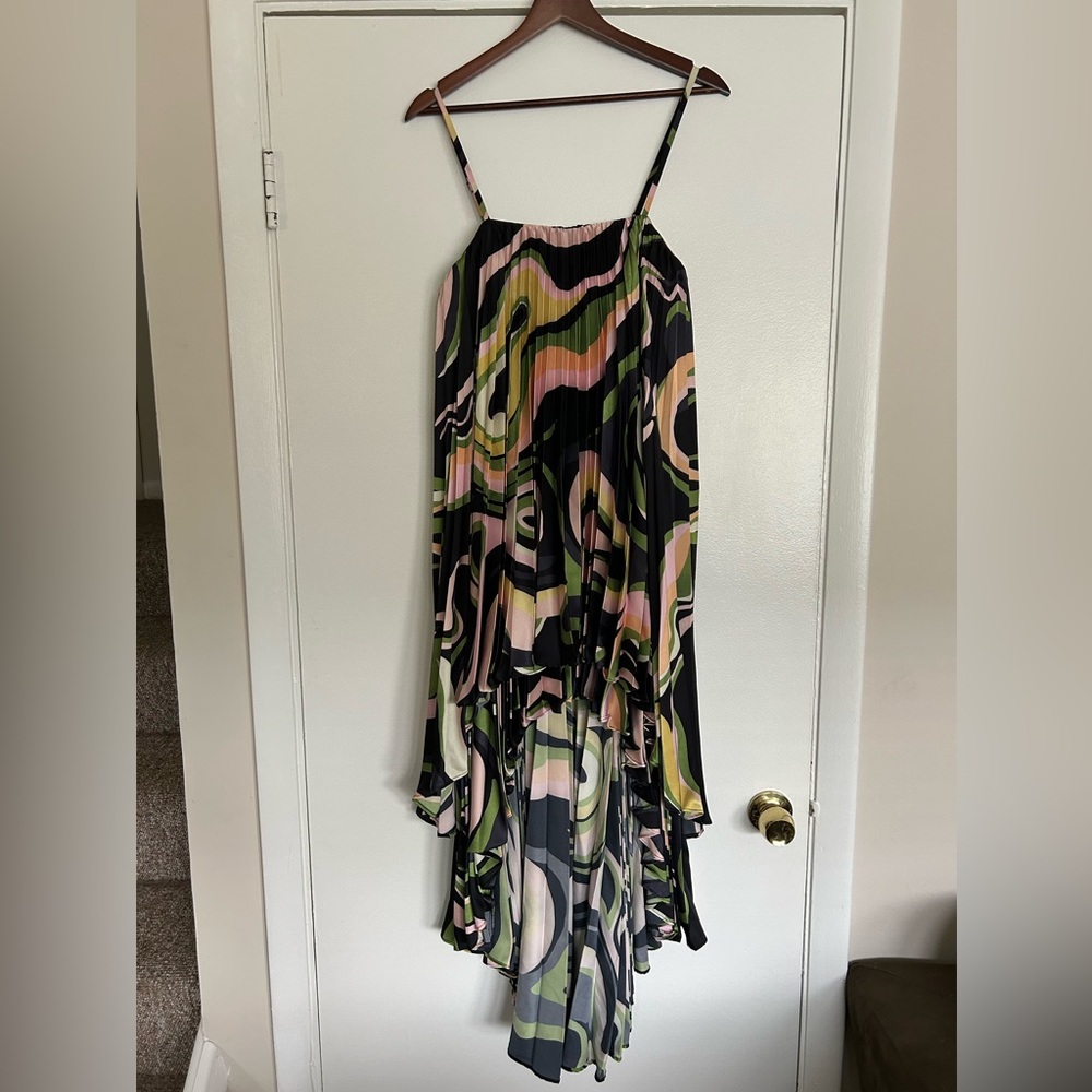 Hutch Zae Print Pleated Ruffle Dress